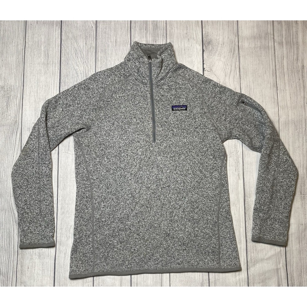 Women's Size LARGE Patagonia Better Sweater 1/4 Zip Fleece Marled Gray 25617